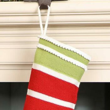 Personalised Noel Candy Cane Stripe Knit Stocking, 5 of 9