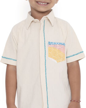 Lillete Solid Shirt With Hand Embroidery Details, Off White, 6 of 9