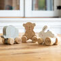 Personalised Wooden Push Toy Elephant Bear Or Rabbit, thumbnail 1 of 12