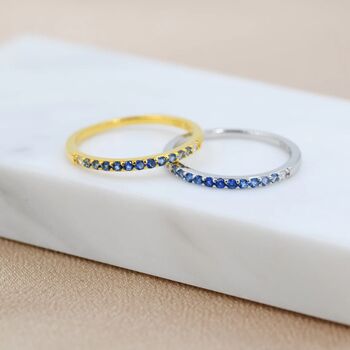 Sapphire Blue Ombre Half Eternity Ring Sterling Silver, 2 of 11
