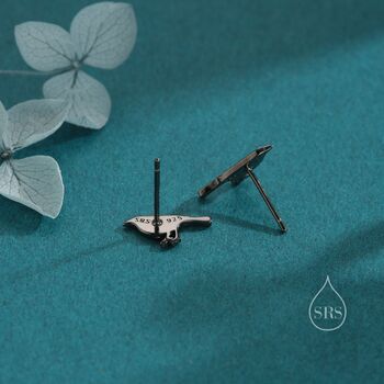 Sterling Silver British Black Bird Stud Earrings, 6 of 12