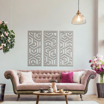 Metal Geometric Abstract Wall Art Set For Modern Living Room Decor, 5 of 10