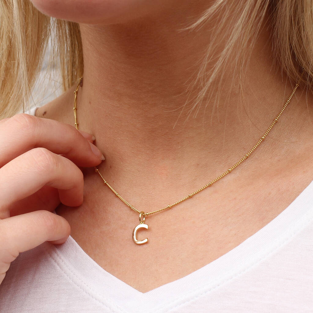 18ct Gold Plated Satellite Chain Initial Necklace, 1 of 3