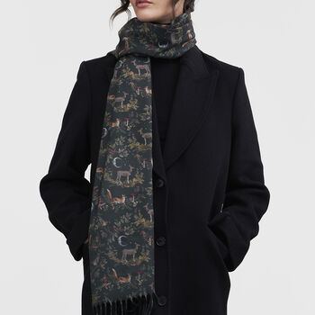 Into The Woods Green Tassel Scarf, 2 of 5