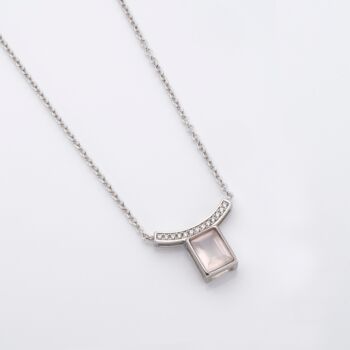 Square Rose Quartz 925 Sterling Silver Necklace, 2 of 3