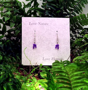 Lavender Purple Flower Drop Earrings, 2 of 4