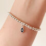 Sterling Silver Evil Eye Charm Beaded Bracelet, thumbnail 1 of 6