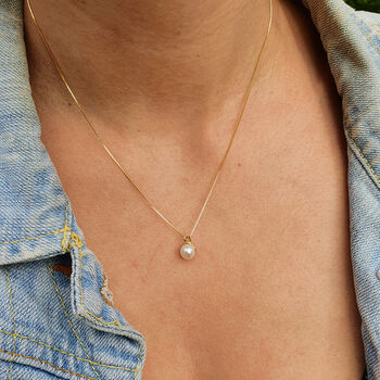 Minimalist Dainty Natural Pearl Gold Plated Necklace, 2 of 5