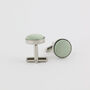 Woven Fabric Faced Cufflinks Sage Green, thumbnail 1 of 4