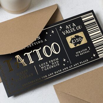 Personalised Tattoo Gift Voucher Scratch To Reveal 21st, 4 of 9
