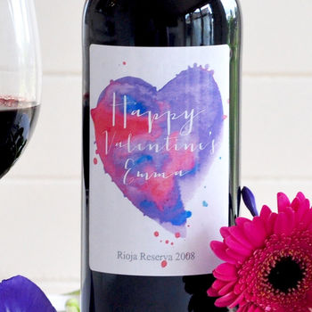 Personalised Watercolour Heart Premium Wine Bottle, 5 of 8