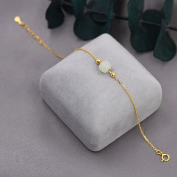 Genuine Milky Jade Cz Floating Bracelet Sterling Silver, 6 of 10