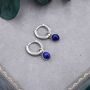 Sterling Silver Dangling Lapis Lazuli Hoop Earrings, thumbnail 7 of 11
