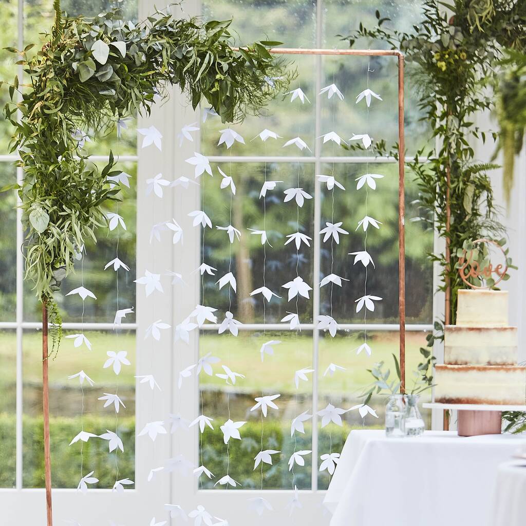 White Origami Flower Wedding Backdrop, 1 of 2