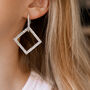 Silver Colour Crystal Encrusted Square Drop Earrings, thumbnail 1 of 3