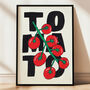 Tomatoes On The Vine – Hand Drawn Fruit Illustration, Bold Typography Wall Art, thumbnail 3 of 6
