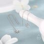 Sterling Silver Snowflake Threader Earrings, thumbnail 2 of 12
