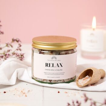 Relax Rose Ylang Ylang Luxury Himalayan Bath Salts Jar, 2 of 4