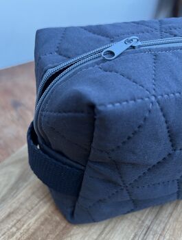 Toiletry Bag, Blue Quilted, 2 of 4