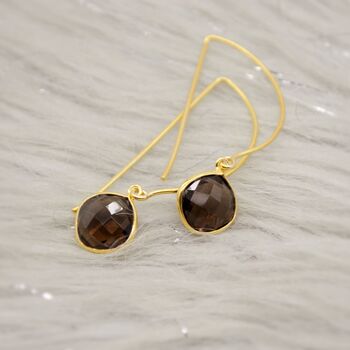Smoky Quartz Gold Plated Sterling Silver Earrings, 5 of 6