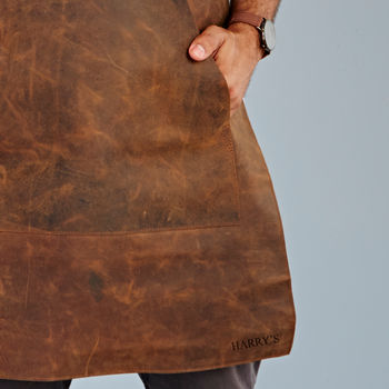 Personalised Buffalo Leather Apron With Pockets, 4 of 7