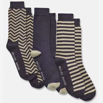 Men's Three Sock Gift Box Black And Sage, 5 of 5