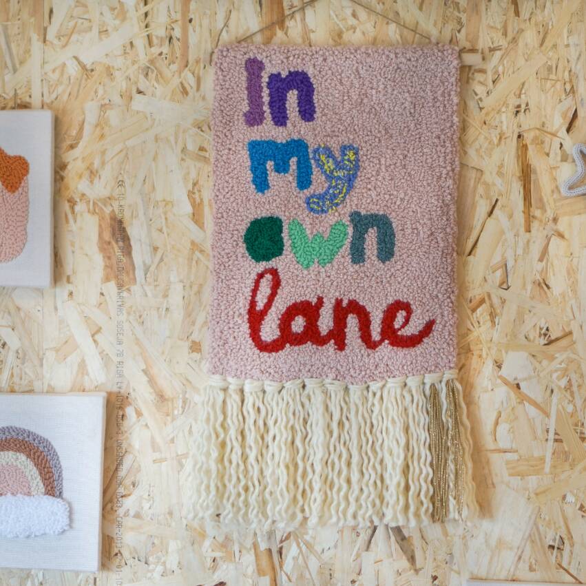 'In My Own Lane' Punch Needle Wall Art