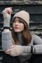 Natural Fossil Angora Fingerless Mittens, thumbnail 1 of 4