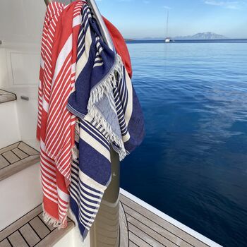 Amalfi Striped Peshtemal Towel Vermilion, 9 of 11