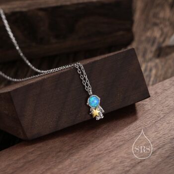 Astronaut Opal Pendant Necklace In Sterling Silver, 7 of 12