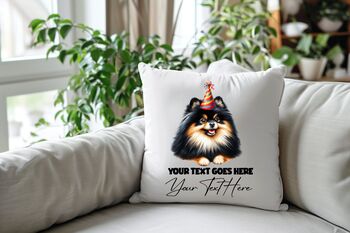 Personalised Pomeranian Birthday Congratulations Party Cushion B, 2 of 2