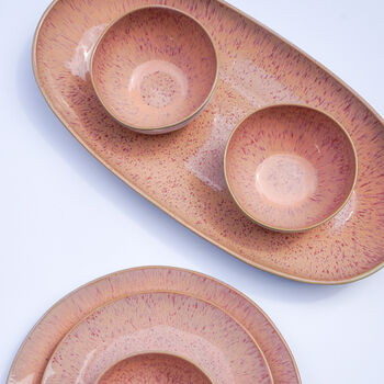 Handmade Large Ceramic Coral Glaze Serving Tray, 3 of 6