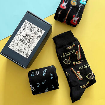 Personalised Men's Music Two Pairs Socks In A Box, 3 of 7