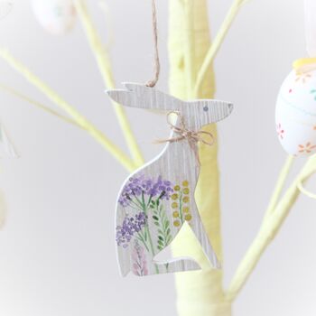 Set Of Four Wooden Hanging Easter Hares, 4 of 5