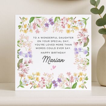 Floral Border Birthday Message Card Personalised For Daughter, 7 of 8