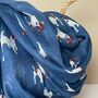 Jack Russell Print Scarf In Navy Blue, thumbnail 2 of 4