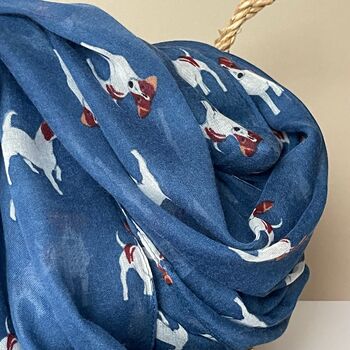 Jack Russell Print Scarf In Navy Blue, 2 of 4
