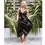 'Astrid' Black And Gold Indian Print Crepe Dress, thumbnail 5 of 9