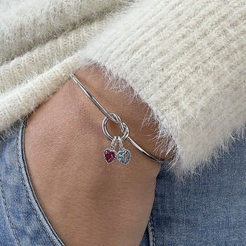 Friendship Knot Bangle With Birthstone Hearts, 7 of 10