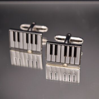 Piano Key Silver Cufflinks Gift, 3 of 4