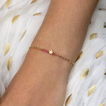 Tiny Gold Plated Crown Birthstone Bar Bracelet, 7 of 12