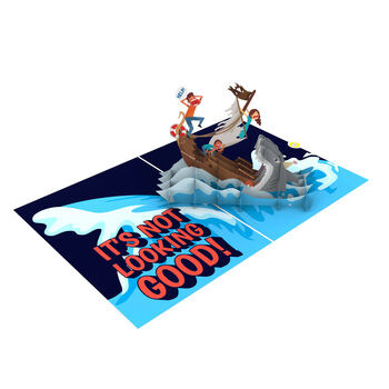 We're In The Same Old Boat! Funny Birthday Card With Fun 3D Pop Up Sinking Ship, 5 of 8