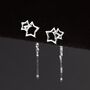 Sterling Silver Star Tassel Threader Earrings, thumbnail 3 of 6