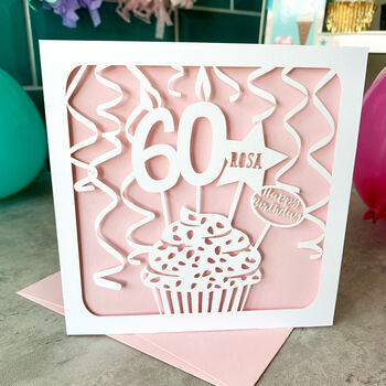 Personalised Cupcake 60th Birthday Card, 3 of 4