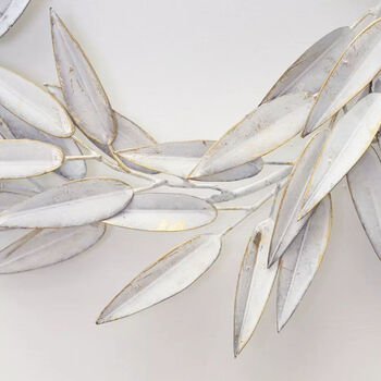 White And Gold Metal Leaf Christmas Wreath, 2 of 4
