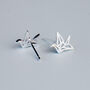 Sterling Silver Origami Crane Stud Earrings, thumbnail 4 of 6