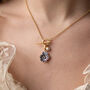 Gold Pansy And Pearl Toggle Necklace, thumbnail 1 of 10