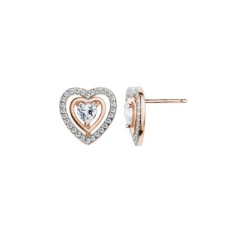 Emily And Ophelia Cubic Zirconia Heart Stud Earrings, 2 of 4