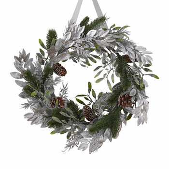 Silver Foliage Christmas Wreath, 2 of 3