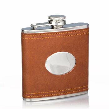 Leather Hip Flask Personalised – Brown, 3 of 5